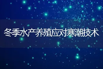 冬季水产养殖应对寒潮技术