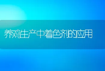 养鸡生产中着色剂的应用