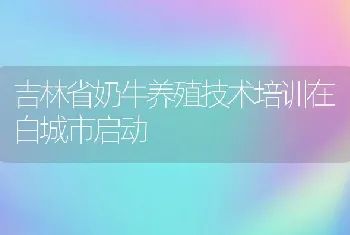 吉林省奶牛养殖技术培训在白城市启动