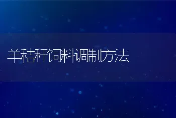 羊秸秆饲料调制方法