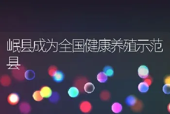 岷县成为全国健康养殖示范县