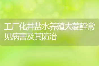 工厂化井盐水养殖大菱鲆常见病害及其防治