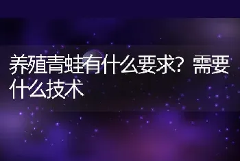 养殖青蛙有什么要求？需要什么技术