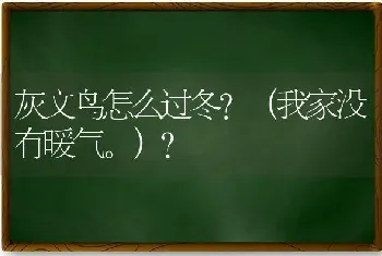 灰文鸟怎么过冬？（我家没有暖气。）？