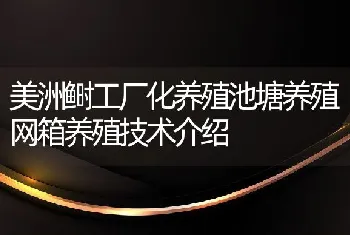 美洲鲥工厂化养殖池塘养殖网箱养殖技术介绍