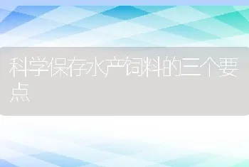 科学保存水产饲料的三个要点