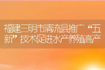 福建三明市清流县推广五新技术促进水产养殖高产