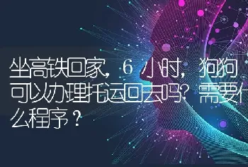 坐高铁回家，6小时，狗狗可以办理托运回去吗?需要什么程序？