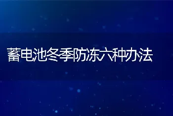 蓄电池冬季防冻六种办法