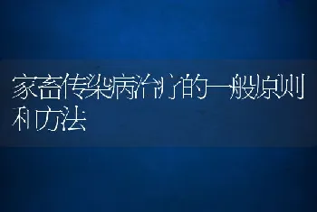 家畜传染病治疗的一般原则和方法