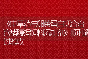 《中草药与卵黄蛋白切合治疗猪腹泻饲料添加剂》顺利通过验收