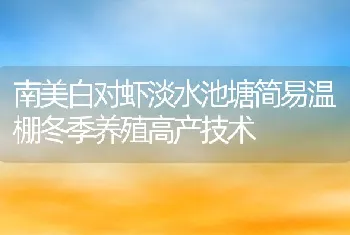 南美白对虾淡水池塘简易温棚冬季养殖高产技术