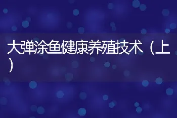 大弹涂鱼健康养殖技术（上）