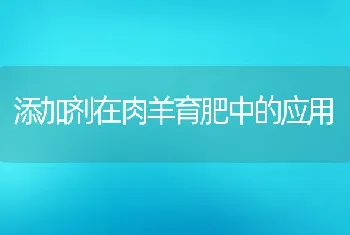 添加剂在肉羊育肥中的应用