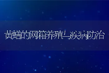 黄蟮的网箱养殖与疾病防治