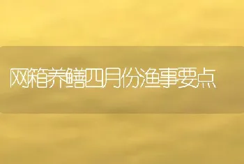 网箱养鳝四月份渔事要点