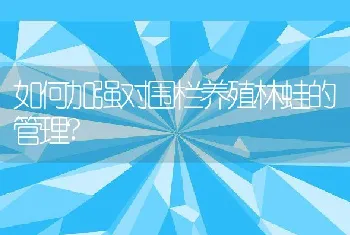 如何加强对围栏养殖林蛙的管理?