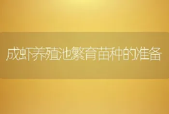 成虾养殖池繁育苗种的准备