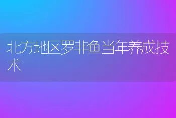 北方地区罗非鱼当年养成技术