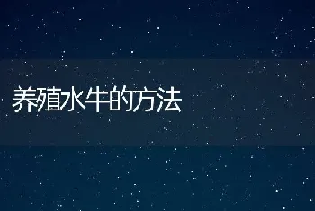 养殖水牛的方法