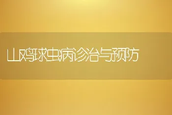 山鸡球虫病诊治与预防