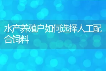 水产养殖户如何选择人工配合饲料