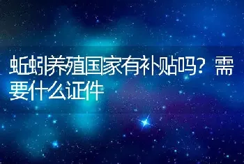 蚯蚓养殖国家有补贴吗？需要什么证件