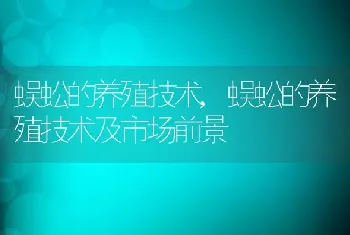 蜈蚣的养殖技术，蜈蚣的养殖技术及市场前景