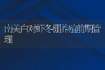 南美白对虾冬棚养殖前期管理