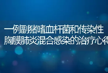 一例副猪嗜血杆菌和传染性胸膜肺炎混合感染的治疗心得