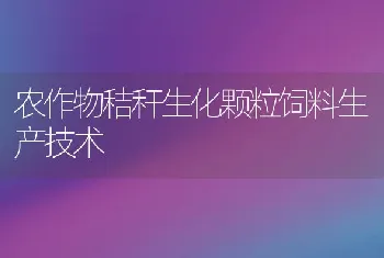 农作物秸秆生化颗粒饲料生产技术